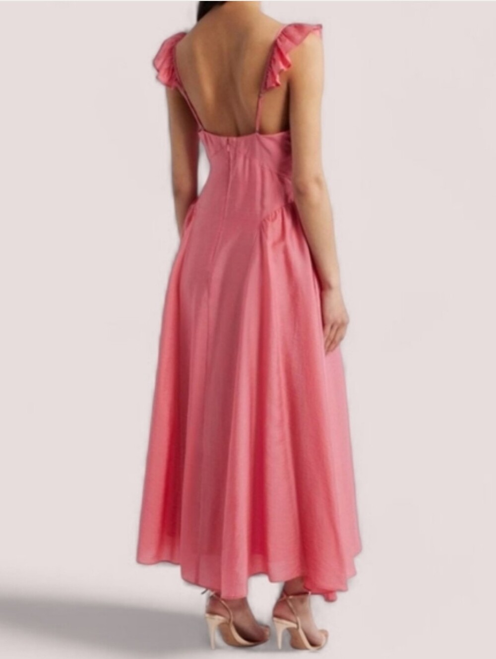 Chelsea 28 Flutter Cap Sleeve Spaghetti Strap Maxi-Dress "Pink Rapture" - Picture 3 of 16